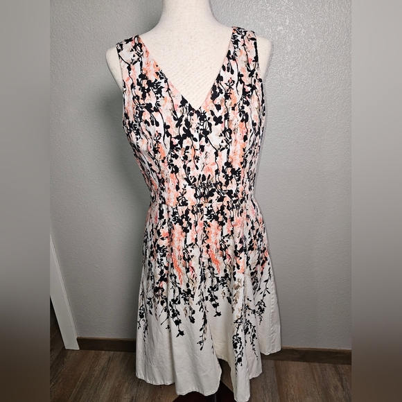 WHBM A-Line Summer Lined Floral Cotton Tank Dress Size 12 - Picture 5 of 11